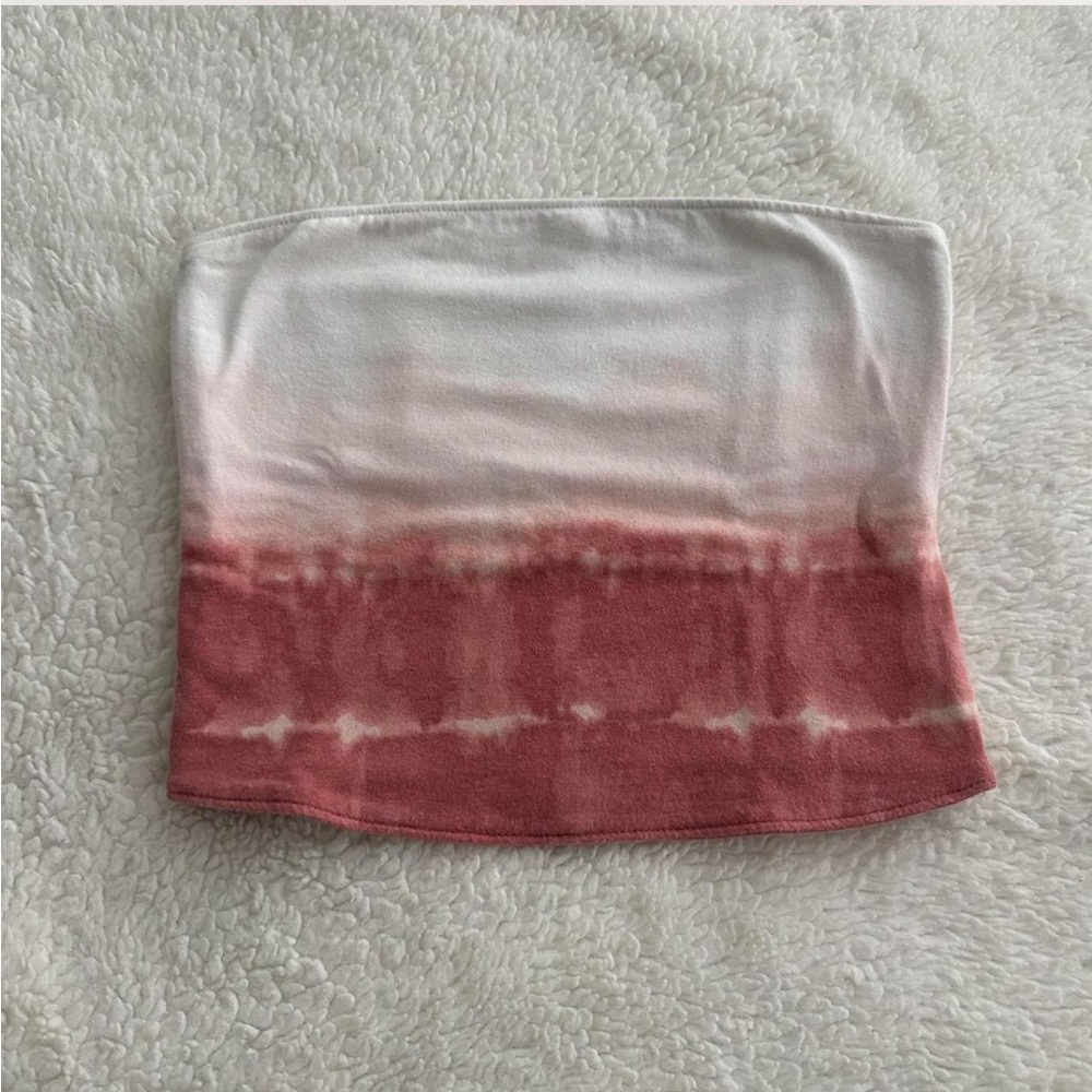 Pink and White Tie-Dye Tube Top
